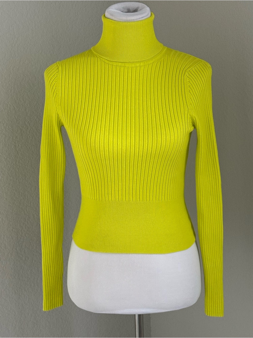 Zara Yellow Ribbed Turtleneck Long-Sleeve Top